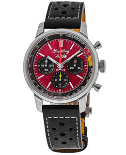 Breitling Top Time Chevrolet Corvette Automatic Burgundy Dial Leather Strap Men's Watch ab01761a1k1x1