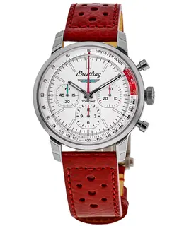 Breitling Top Time B01 Ford Thunderbird Chronograph White Dial Leather Strap Men's Watch ab01766a1a1x1