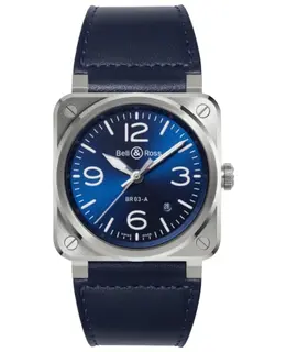Bell & Ross BR 03 Automatic Blue Dial Leather Strap Men's Watch br03a-blu-st/sca
