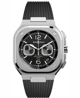 Bell & Ross BR 05 Chronograph 42mm Black Dial Rubber Strap Men's Watch br05c-bl-st/srb