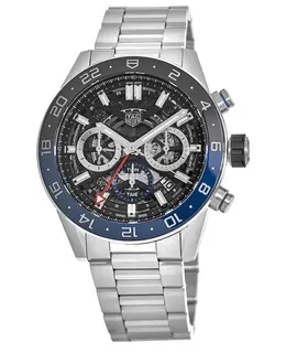 Tag Heuer Carrera Calibre Heuer 02 Batman Bezel GMT Skeleton Dial Men's Watch cbg2a1z.ba0658