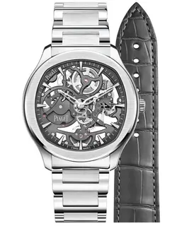 Brand New Authentic Piaget Polo Skeleton Grey Steel Men's Watch g0a45001