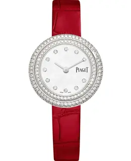 Piaget Possession Date G0A46085 Mother of Pearl Dial Diamond White Gold Leather Strap Women's Watch