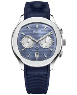 Piaget Polo Chronograph Automatic Blue Dial Rubber Strap Men's Watch G0A48024