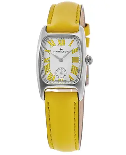 Hamilton American Classic Boulton Women's Quartz Watch - Polished Stainless Steel Case with White Dial & Leather Strap Model H13321812