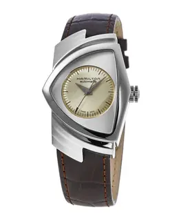Brand New Authentic Hamilton Ventura Automatic Silver Dial Brown Leather Strap Women's Watch h24515521