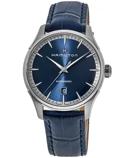 Hamilton Jazzmaster Auto Men's Watch H32475640 Blue Dial, Stainless Steel Case with Leather Strap