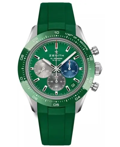Brand New Authentic Zenith Chronomaster Sport Green Dial Rubber Strap Men's Watch Model 03.3119.3600/56.R952 (green, arb9275)
