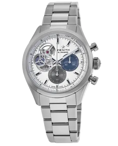 Brand New Authentic Zenith Chronomaster Open Men's Steel Watch with Silver Matte Dial - Model 03.3300.3604/69.M3300 (arb9286)