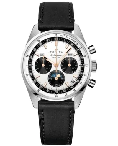 Brand New Authentic Zenith Chronomaster Original Panda Dial Leather Strap Men's Watch Model 03.3400.3619/38.c911 03.3400.3610/38.C911 (white, arb9287)