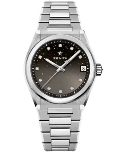 New Authentic Zenith Defy Women's Watch Model 03.9200.670/02.mi001 with Grey Diamond Dial and Steel Bracelet (arb9294)