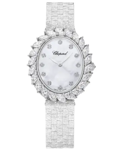 Chopard L'Heure Du Diamant 10A326-1106 Oval Automatic Mother of Pearl Dial Diamond Bezel White Gold Women's Watch (arb9336)
