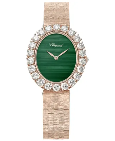 Chopard L'Heure Du Diamant Model 10A384-5111: Women's Medium Automatic Watch, Oval Rose Gold Case & Bracelet, Green Dial, Diamond Bezel (green, arb9338)