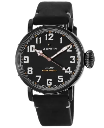 Zenith Pilot Type 20 Black Dial Leather Strap Men's Watch - Model: 11.2432.679/21.C900 (black, arb9345)