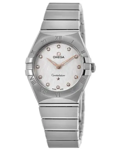 Authentic Omega Constellation Manhattan Quartz, Silver Dial Diamond Women's Watch Model 131.10.28.60.52.001 (arb9377)