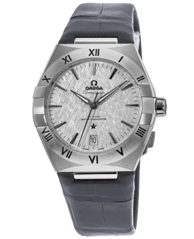 Omega Constellation Co-Axial Master Chronometer Men's Watch Model 131.13.39.20.06.001 Grey Dial Grey Leather Strap (arb9397)