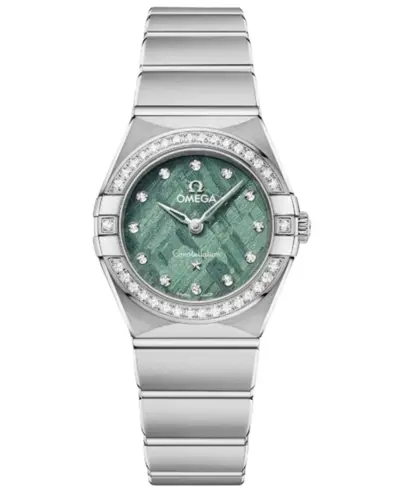 Omega Constellation 25mm Quartz Green Dial Diamond Bezel Stainless Steel Women's Watch Model: 131.15.25.60.99.001 (green, arb9402)