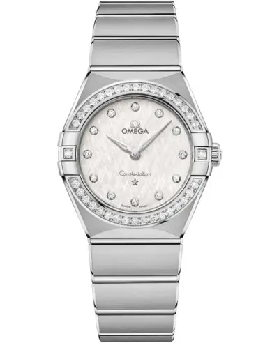 Omega Constellation Manhattan Quartz 28mm Silver Dial Diamond Stainless Steel Women's Watch Model 131.15.28.60.52.001 (arb9403)
