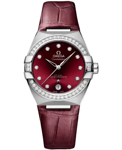 Omega Constellation Red Dial Diamond Master Chronometer Co-Axial Women's Watch Model 131.18.36.20.61.001 (red, arb9411)