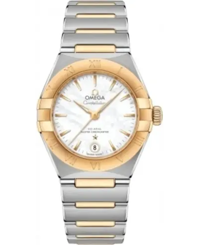 Omega Constellation Manhattan Chronometer 29mm Mother of Pearl Dial Yellow Gold and Stainless Steel Women's Watch Model: 131.20.29.20.05.002 (arb9430)