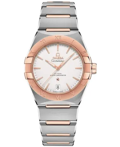 Omega Constellation Co-Axial Master Chronometer Silver Dial Rose Gold and Stainless Steel Men's Watch Model 131.20.36.20.02.001 (arb9442)