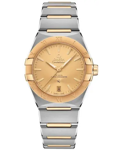 Omega Constellation Co-Axial Master Chronometer 131.20.36.20.08.001 Champagne Dial Yellow Gold and Stainless Steel Men's Watch (arb9444)