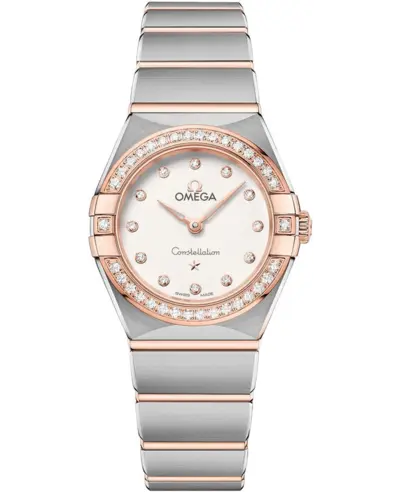 Omega Constellation Manhattan Quartz Watch Model 131.25.25.60.52.001, Silver Dial Diamond Rose Gold Stainless Steel (arb9462)