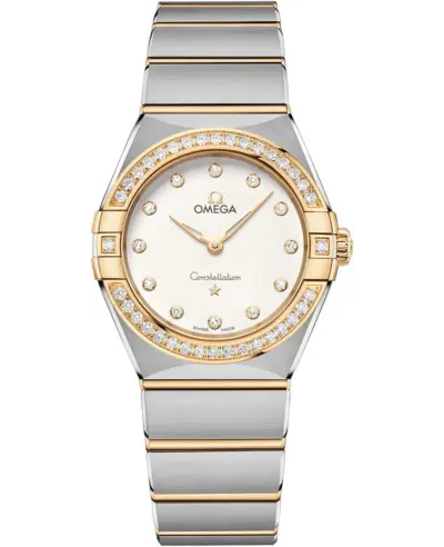 Omega Constellation Manhattan Quartz Watch, Model 131.25.28.60.52.002 - Yellow Gold and Stainless Steel Case with Silver Dial, Diamond Markers (arb9470)