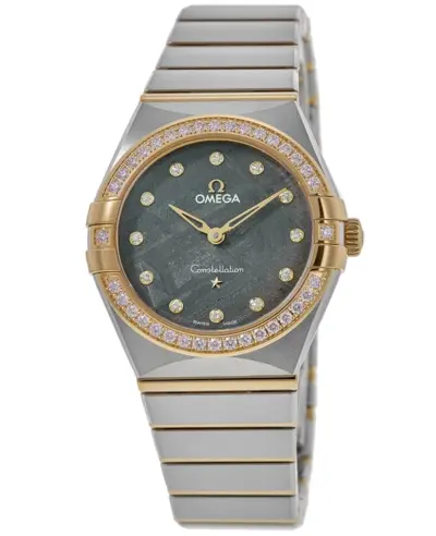 Omega Constellation Model 13125286099002 - Green Dial with Diamond Set Bezel, Yellow Gold and Steel 131.25.28.60.99.002 (green, arb9475)
