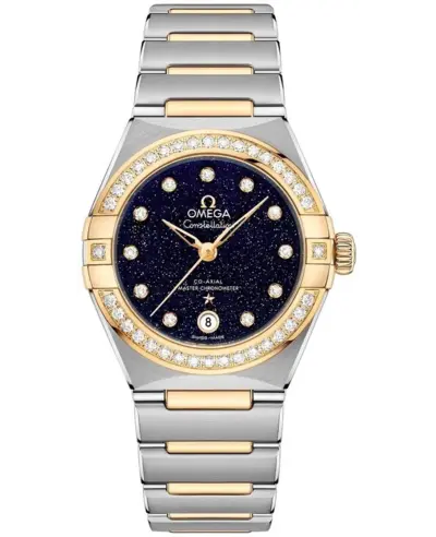 Omega Chronometer 13125292053001 - Women's Watch Blue Dial Diamond Yellow Gold and Stainless Steel 131.25.29.20.53.001 (blue, arb9477)