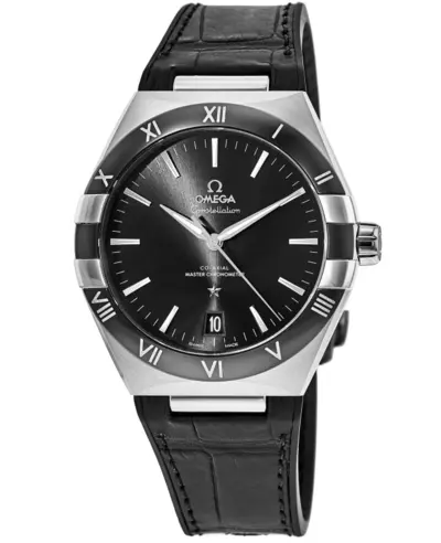 Omega Constellation Co-Axial Master Chronometer [Model:131.33.41.21.01.001], Black Dial, Black Leather Strap Men's Watch (black, arb9489)