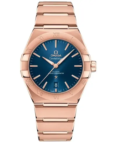 Omega Constellation Co-Axial Master Chronometer Model 13150392003001 Blue Dial Sedna Gold Men's Watch 131.50.39.20.03.001 (blue, arb9509)