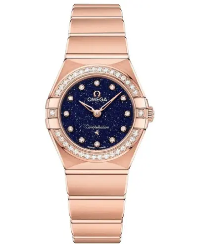 Omega Constellation Manhattan Quartz 25mm Blue Dial Diamond Rose Gold Women's Watch [Model]: Model 131.55.25.60.53.002 (blue, arb9519)