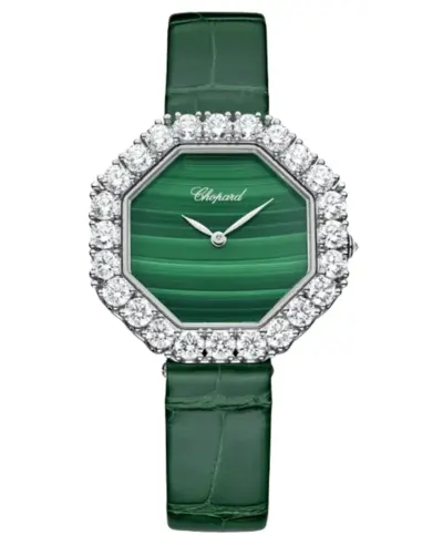 Chopard L'Heure Du Diamant Octagonal Automatic Green Dial Diamond Bezel 18K White Gold Model: 13A097-1111 (green, arb9552)