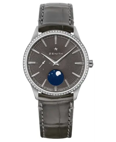 Zenith Elite Moonphase Automatic Grey Dial Diamond Bezel Women's Watch, Model 16.3200.692/03.c833 (arb9572)