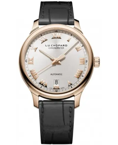 Chopard L.U.C 1937 Silver Dial Black Leather Men's Watch Model: 161937-5001 (arb9589)