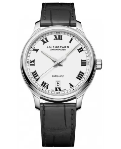Chopard L.U.C 1937 Watch White Dial Black Leather Strap Model: 168558-3002 (white, arb9604)