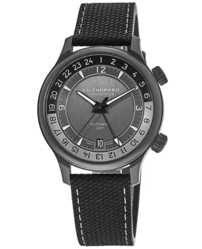 Chopard L.U.C GMT One Limited Edition Automatic Black Dial Titanium Rubber Strap Men's Watch Model 1685793004 168579-3004 (black, arb9616)