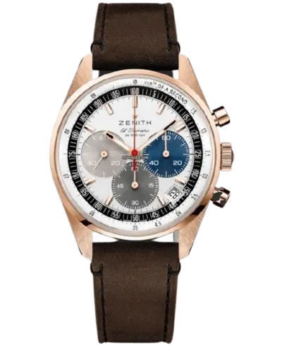 New Authentic Zenith Chronomaster Original Men's Watch 18K Rose Gold Case & Leather Strap Model 18.3200.3600/69.c901 (white, arb9638)