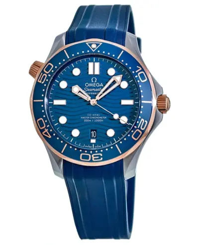 Omega Seamaster Diver 300M Blue Dial Rose Gold & Steel Men's Watch Model No. 210.22.42.20.03.002 (blue, arb9679)