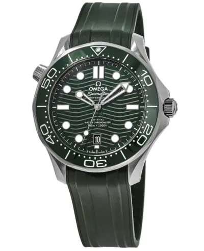 Authentic Omega Seamaster Diver 300M Automatic Chronometer with Green Dial and Rubber Strap - Model No: 210.32.42.20.10.001 (green, arb9700)