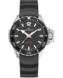 Hamilton H77825330 - Khaki Navy Frogman Automatic Black Dial Rubber Strap Men's Watch