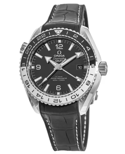 Omega Seamaster Planet Ocean 600M GMT Steel on Leather Strap Men's Watch, Model: 215.33.44.22.01.001 (black, arb9742)
