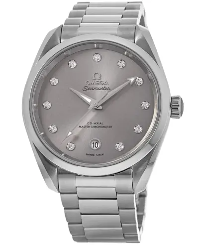 Authentic Omega Seamaster Aqua Terra Grey Diamond Dial Steel Women's Watch Model 220.10.38.20.56.001 (arb9787)