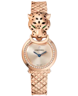 Cartier Panthere Allongee Small Pink Dial Diamond Rose Gold Women's Watch hpi01381