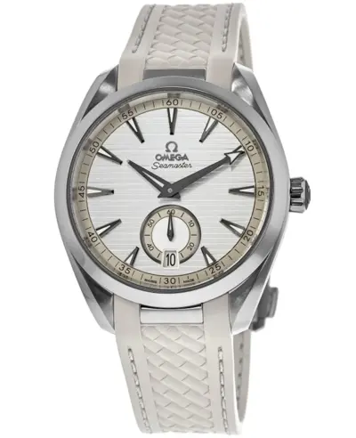 Brand New Authentic Omega Seamaster Aqua Terra Small Seconds 41mm Automatic Silver Dial Rubber Strap Men's Watch Model 220.12.41.21.02.005 (arb9811)