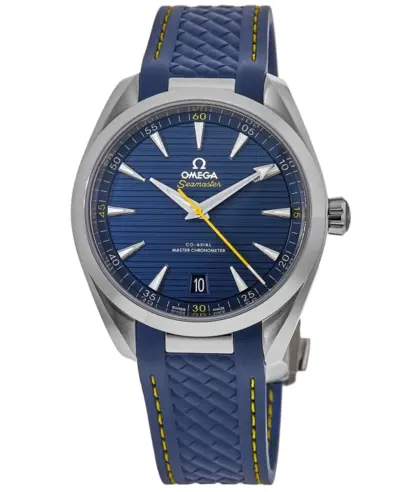 Omega Seamaster Aqua Terra 150M Automatic Blue Dial Rubber Strap Men's Watch Model Number: 220.12.41.21.03.009 (blue, arb9816)