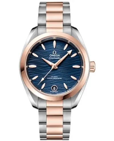 Omega Seamaster Aqua Terra 150m Master Co-Axial Chronometer Women's Watch Blue Dial Sedna™ Gold Stainless Steel Ref:22020342003 Model:220.20.34.20.03 220.20.34.20.03.001 (blue, arb9828)