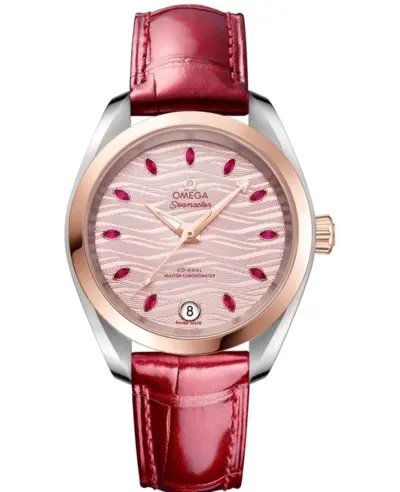 Omega Seamaster Aqua Terra 220.23.34.20.60.001 Pink Dial Leather Strap Women's Watch (pink, arb9850)