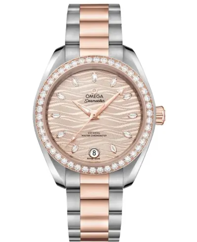 Omega Seamaster Aqua Terra 150m Master Co-Axial Grey Dial Diamond Steel and Rose Gold Women's Watch Model 220.25.34.20.59.001 (arb9856)